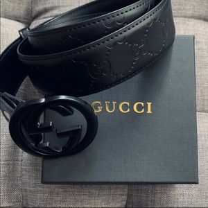 Gucci Mens Black Belt Matte Buckle SZ 110/38-44